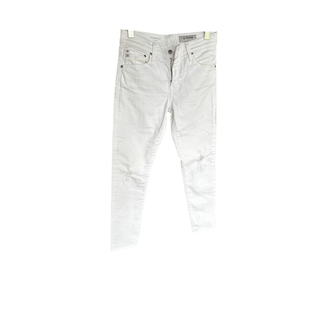 AG Adriano Goldschmied Ex-Boyfriend Slim White Distressed Denim Jeans Size 27R